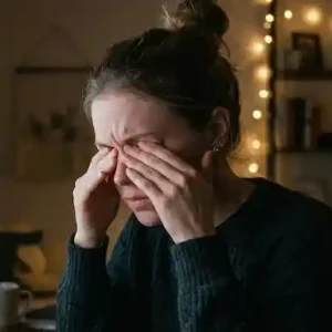photo d'une femme se frottant les yeux