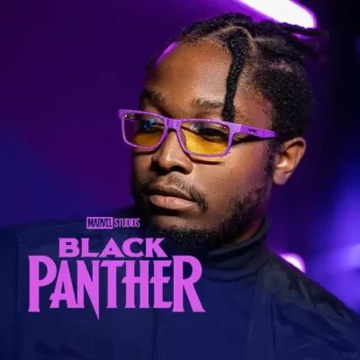 photo d'une paire de lunette Gunnar wakanda black panther portée par Will I AM