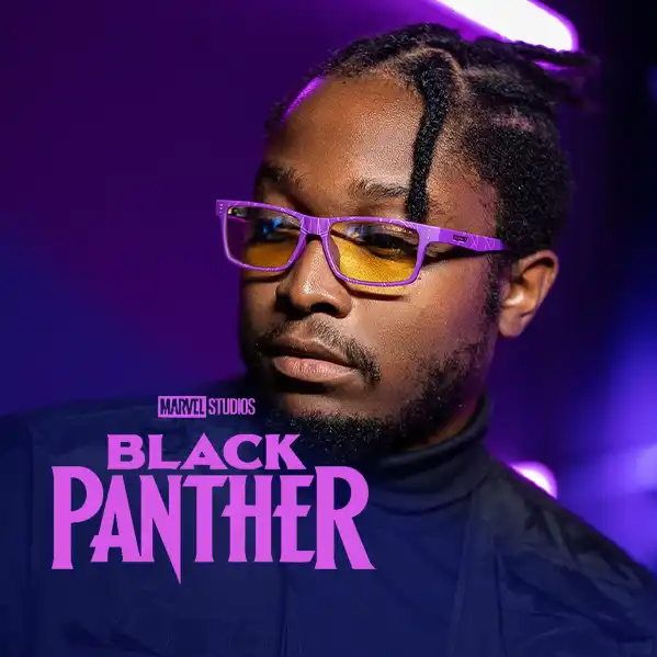 photo d'une paire de lunette Gunnar wakanda black panther portée par Will I AM